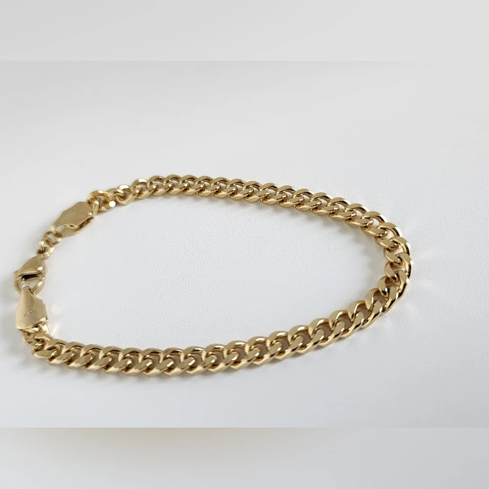 14K Gold Plated Cuban Link Bracelet | Unisex Chain Bracelet | Minimal Gold Chain
